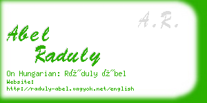 abel raduly business card